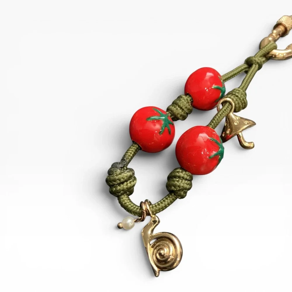 Rare Beth Ward Studios Tomato Snail Bag Charm Carabiner Artesan Keychain